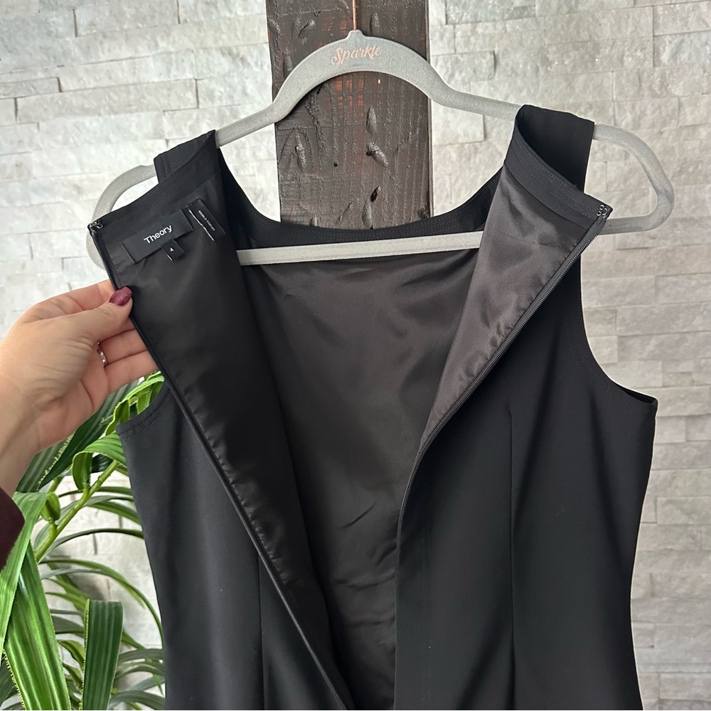 Theory Black “Risbana” Traceable Wool Sheeth Line… - image 6